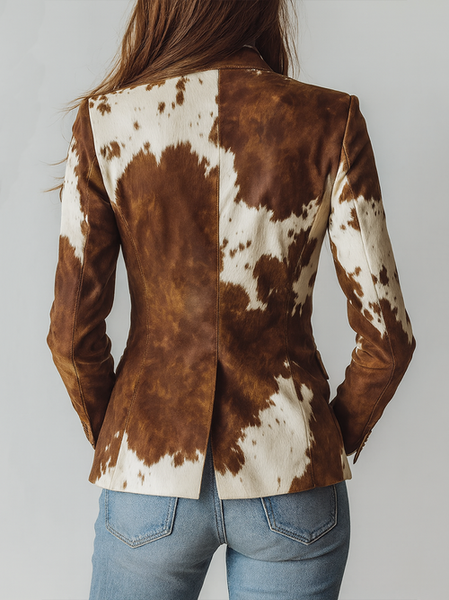 Ágata | Blazer vintage sostenible con estampado de vaca