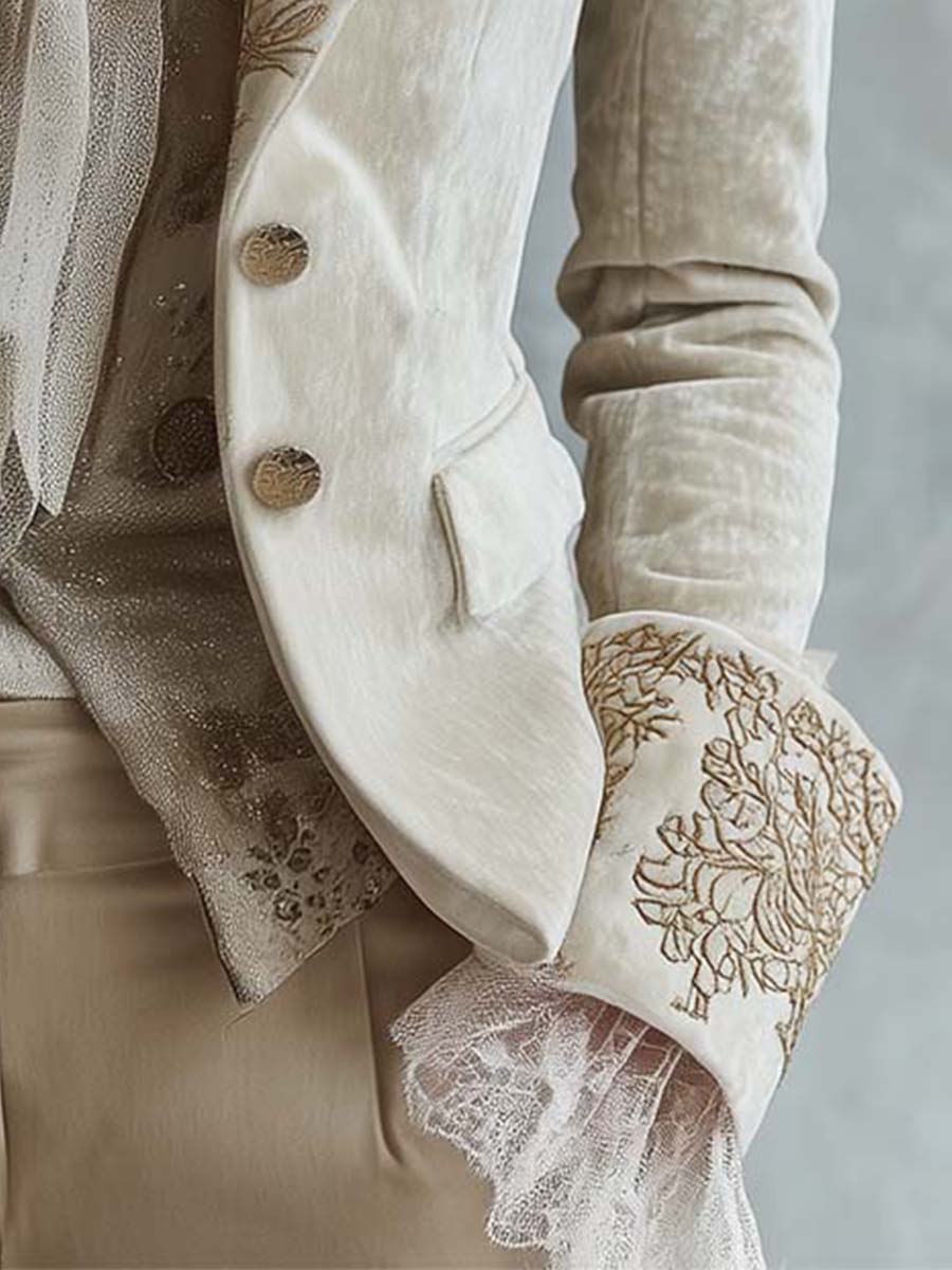 Constanza | Blazer elegante color marfil bordado estilo sastre