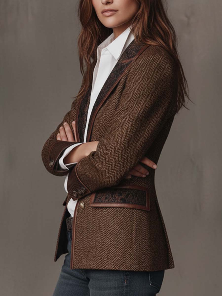 Gisela | Blazer elegante con paneles y estampado de espiga