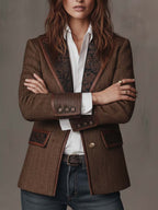 Gisela | Blazer elegante con paneles y estampado de espiga