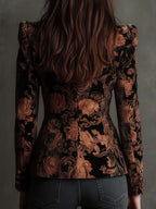 Berta | Blazer sastre elegante con estampado floral negro y bronce