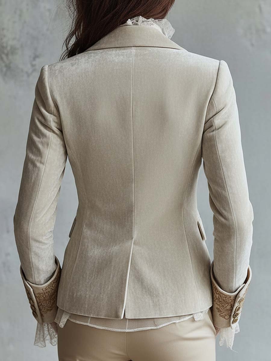 Constanza | Blazer elegante color marfil bordado estilo sastre