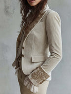 Constanza | Blazer elegante color marfil bordado estilo sastre