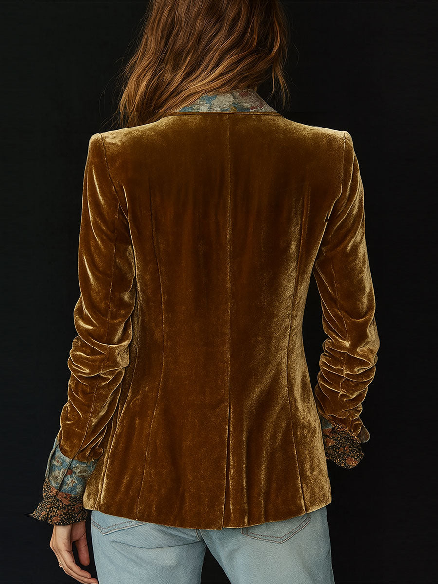 Marcelina | Elegante blazer vintage de patchwork con estampado floral