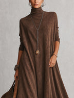 Lorena | Vestido largo efecto ante con bajo de encaje