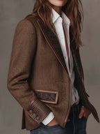 Gisela | Blazer elegante con paneles y estampado de espiga