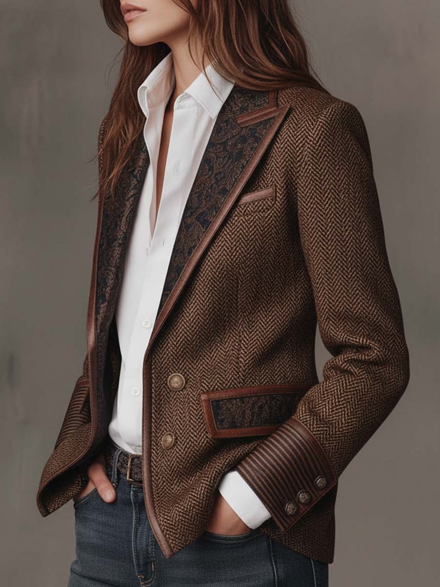 Gisela | Blazer elegante con paneles y estampado de espiga