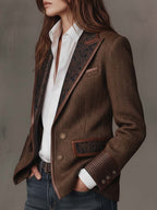 Gisela | Blazer elegante con paneles y estampado de espiga
