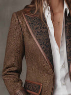 Gisela | Blazer elegante con paneles y estampado de espiga