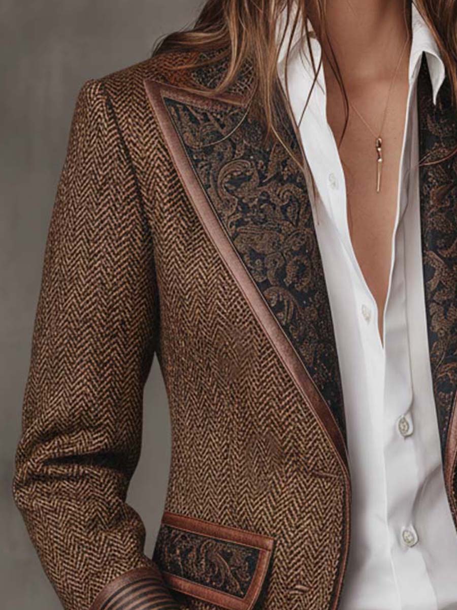 Gisela | Blazer elegante con paneles y estampado de espiga