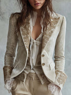 Constanza | Blazer elegante color marfil bordado estilo sastre