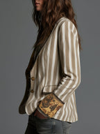Susana | Blazer bohemio a rayas con elegante cuello estampado