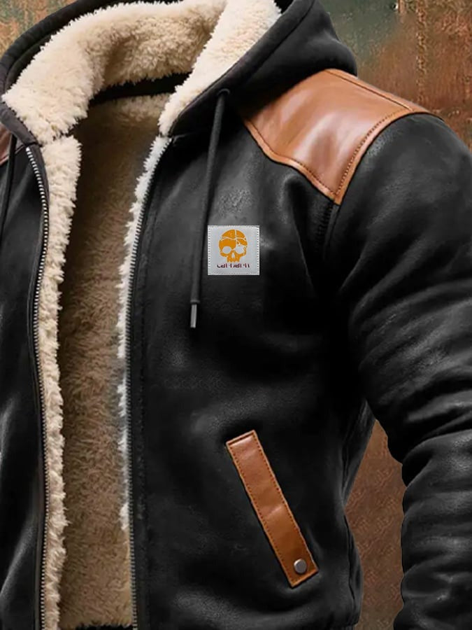 Cazadora de invierno elegante con refinados detalles de cuero