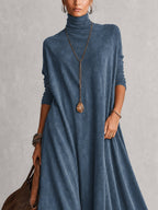 Lorena | Vestido largo efecto ante con bajo de encaje