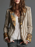 Susana | Blazer bohemio a rayas con elegante cuello estampado