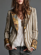 Susana | Blazer bohemio a rayas con elegante cuello estampado
