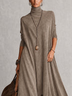 Lorena | Vestido largo efecto ante con bajo de encaje