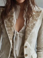 Constanza | Blazer elegante color marfil bordado estilo sastre