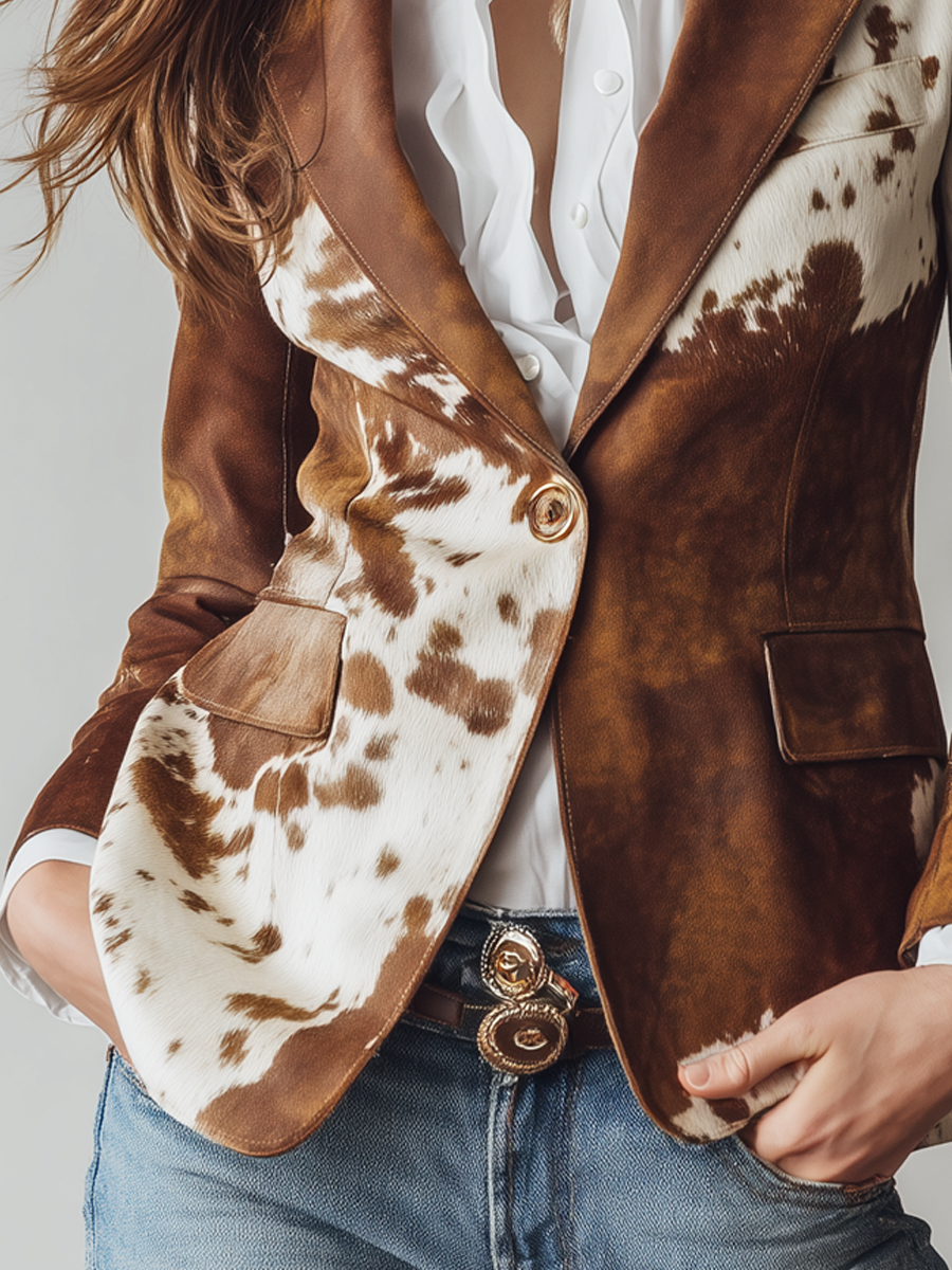 Ágata | Blazer vintage sostenible con estampado de vaca
