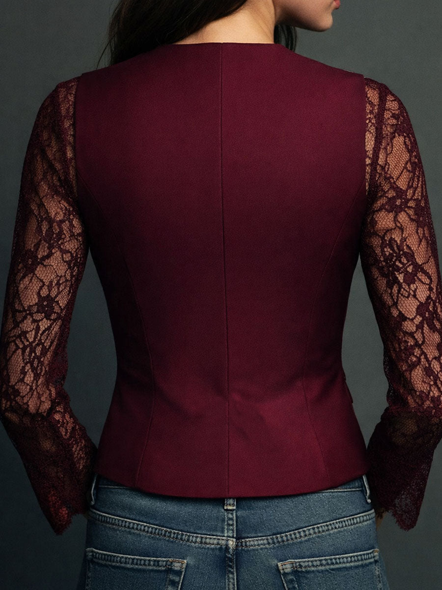 Noemí | Elegante blazer negro con mangas semitransparentes