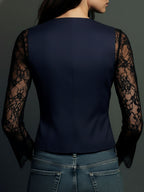 Noemí | Elegante blazer negro con mangas semitransparentes