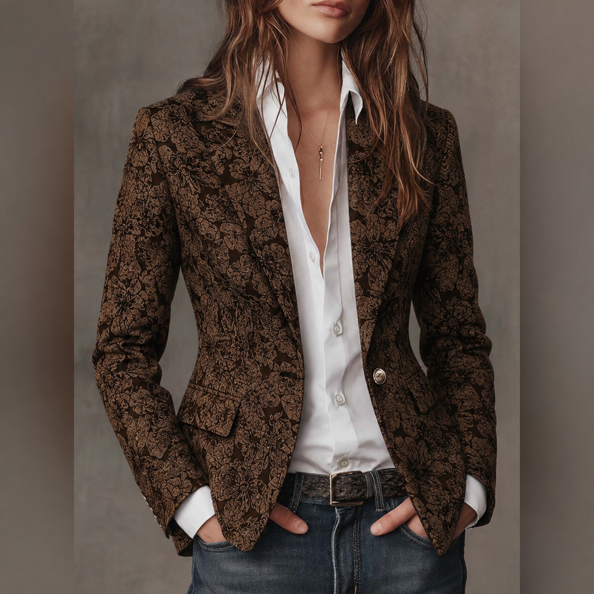 Estela | Elegante blazer entallado de jacquard de cachemira