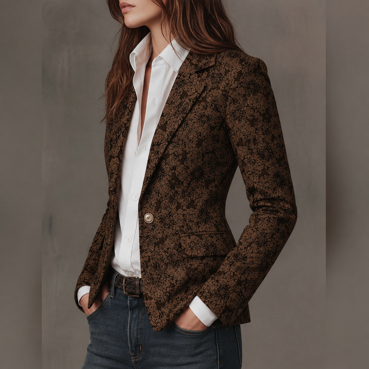Estela | Elegante blazer entallado de jacquard de cachemira