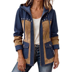 Irene | Chaqueta moderna de dos materiales con capucha