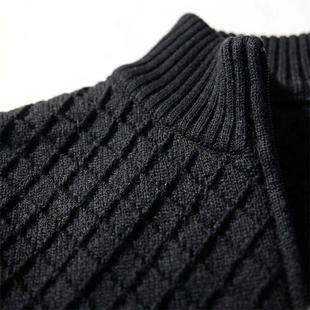 Chaqueta de punto para hombre con cremallera y cuello alto