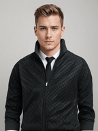 Chaqueta de punto para hombre con cremallera y cuello alto