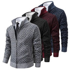 Chaqueta de punto para hombre con cremallera y cuello alto