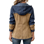 Irene | Chaqueta moderna de dos materiales con capucha