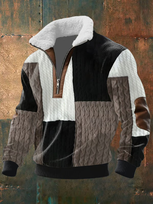 Jersey con cremallera y cuello alto de pelo