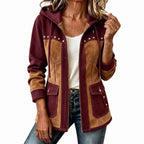 Irene | Chaqueta moderna de dos materiales con capucha