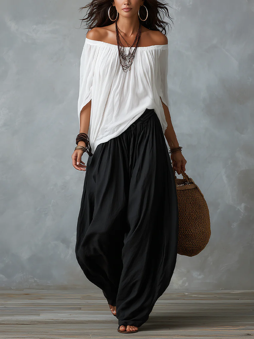 Alba | Conjunto blanco con hombros descubiertos
