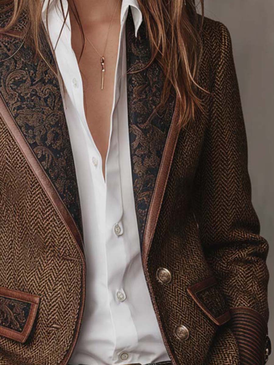 Gisela | Blazer elegante con paneles y estampado de espiga
