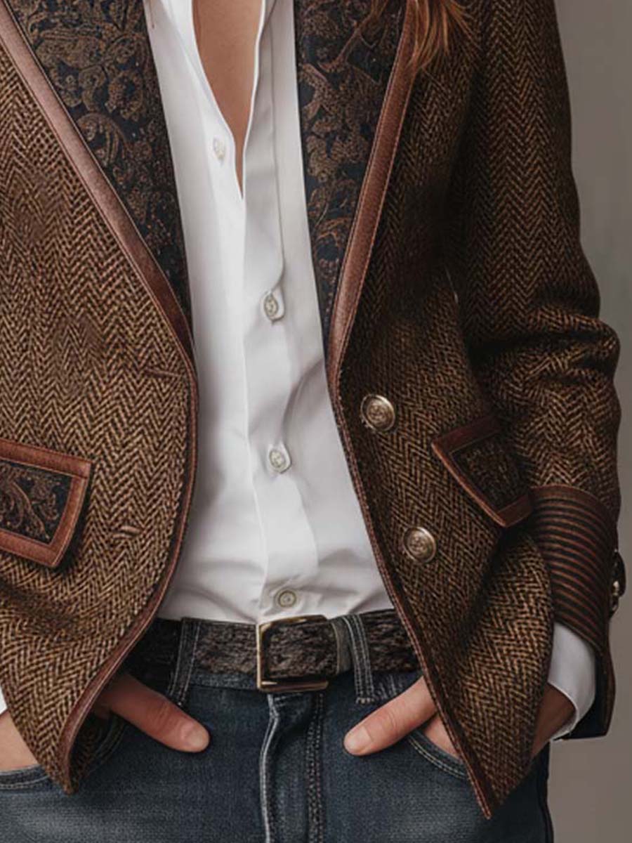 Gisela | Blazer elegante con paneles y estampado de espiga