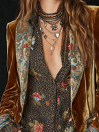 Marcelina | Elegante blazer vintage de patchwork con estampado floral