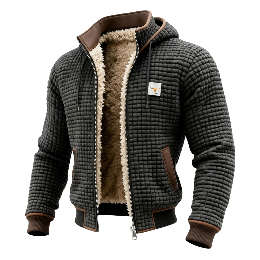 Chaqueta retro elegante con capucha y cierre de cremallera
