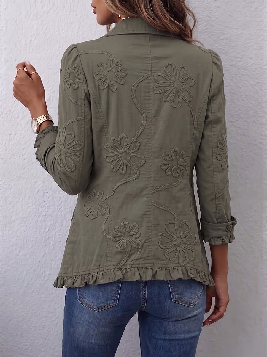 Faustina | Chaqueta utilitaria bohemia con bordados florales