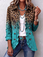 Casandra | Elegante blazer de leopardo degradado con volantes
