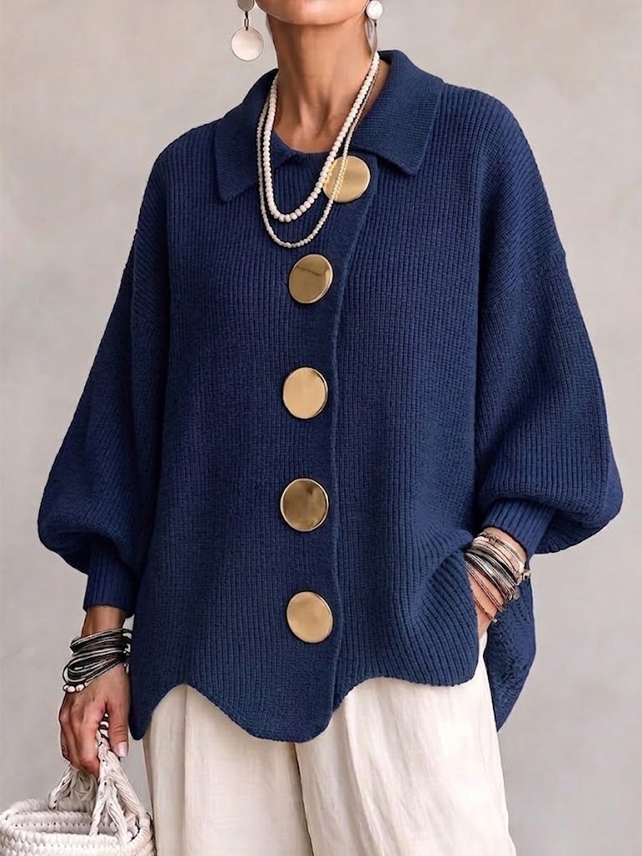 Victoria | Elegante cárdigan oversize con botones dorados efecto joya