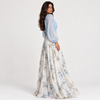 Vestido Pénélope azul y floral - vista trasera