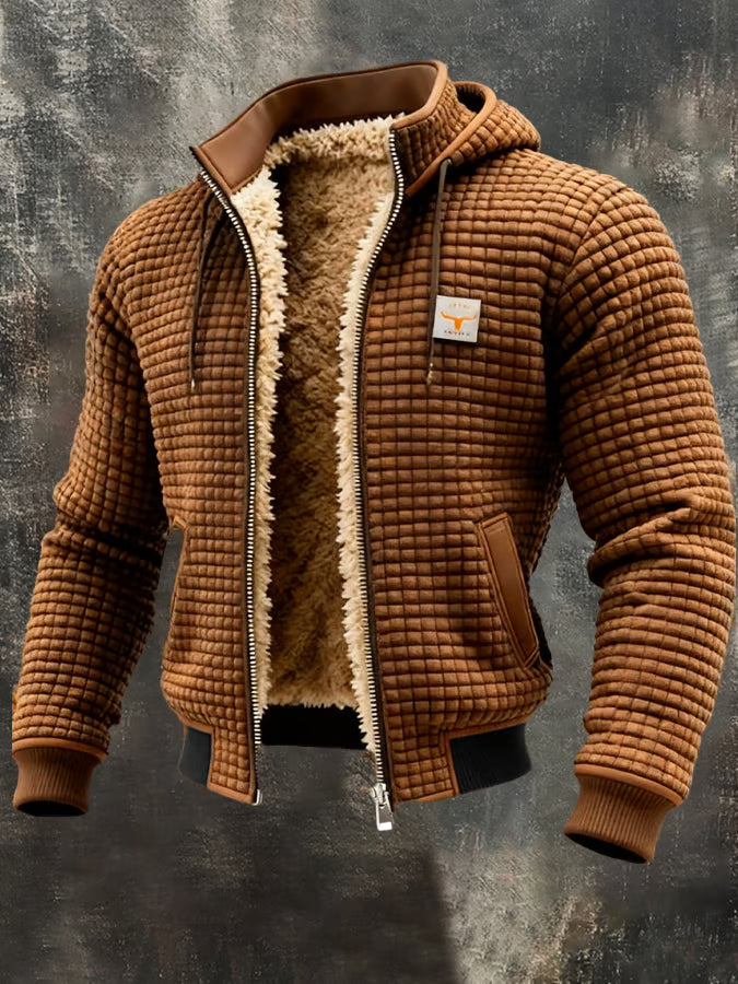 Chaqueta retro elegante con capucha y cierre de cremallera