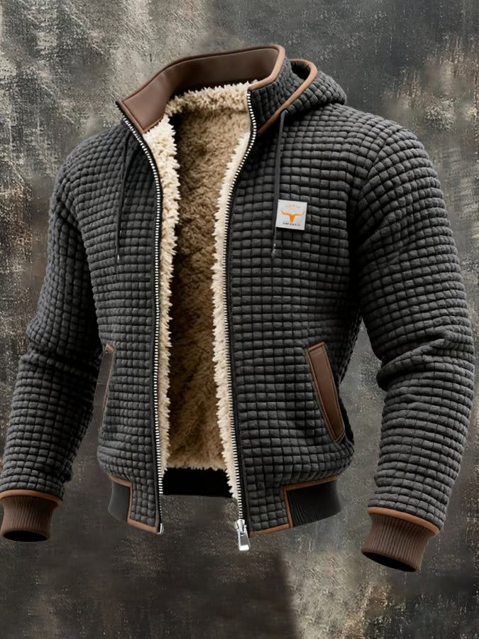 Chaqueta retro elegante con capucha y cierre de cremallera