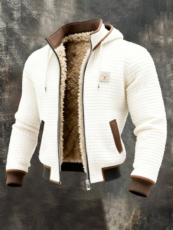 Chaqueta retro elegante con capucha y cierre de cremallera