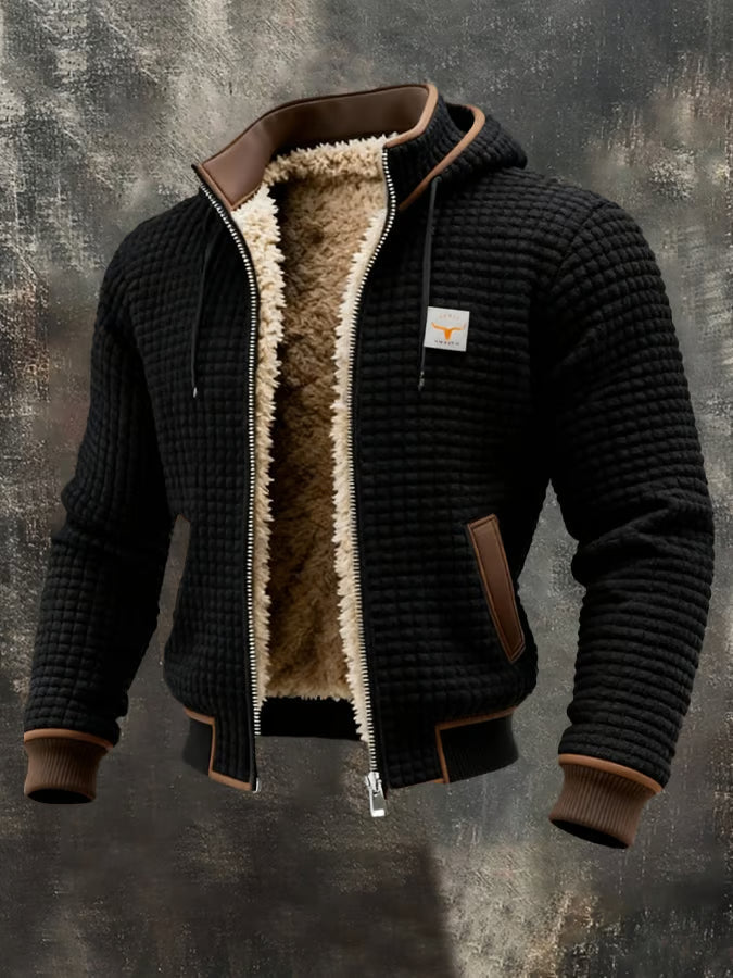 Chaqueta retro elegante con capucha y cierre de cremallera