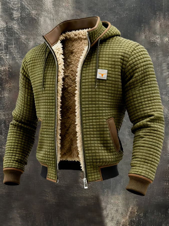 Chaqueta retro elegante con capucha y cierre de cremallera