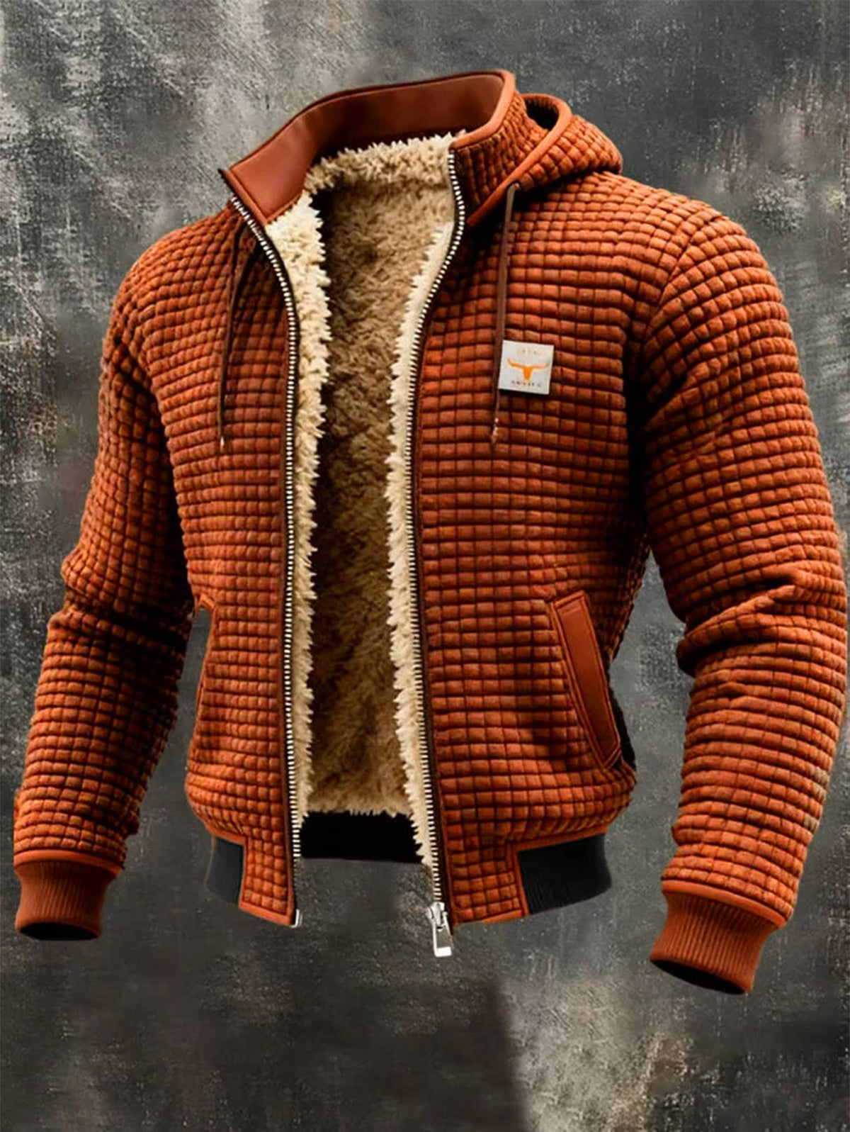 Chaqueta retro elegante con capucha y cierre de cremallera